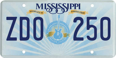 MS license plate ZDO250