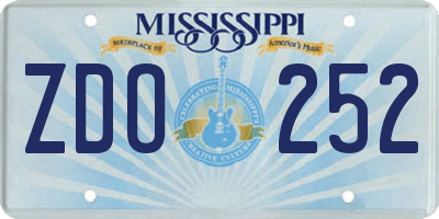 MS license plate ZDO252