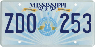 MS license plate ZDO253