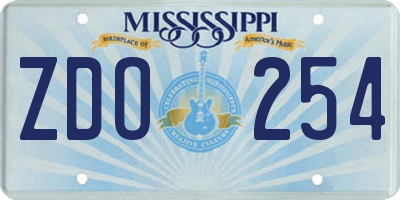 MS license plate ZDO254