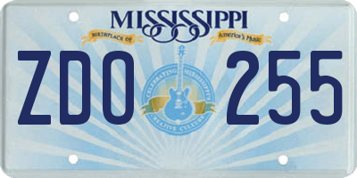MS license plate ZDO255