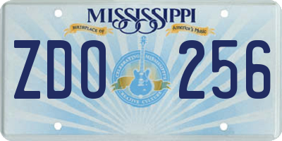 MS license plate ZDO256