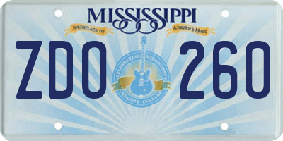 MS license plate ZDO260