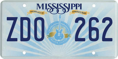 MS license plate ZDO262