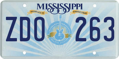 MS license plate ZDO263