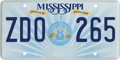 MS license plate ZDO265