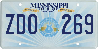 MS license plate ZDO269