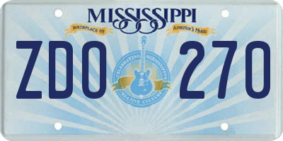 MS license plate ZDO270