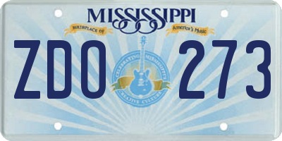 MS license plate ZDO273