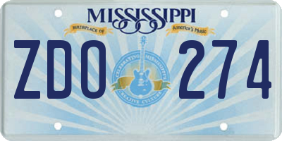 MS license plate ZDO274