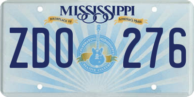 MS license plate ZDO276