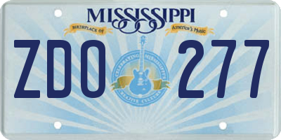 MS license plate ZDO277
