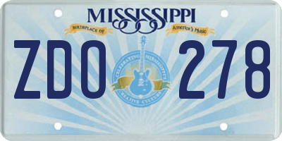 MS license plate ZDO278