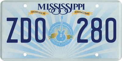 MS license plate ZDO280