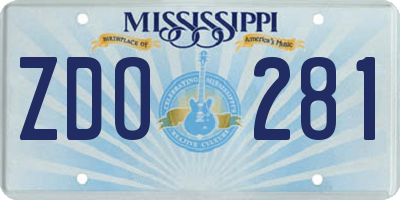 MS license plate ZDO281