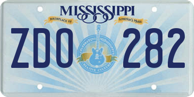 MS license plate ZDO282