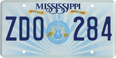 MS license plate ZDO284