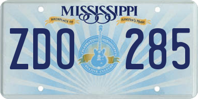 MS license plate ZDO285