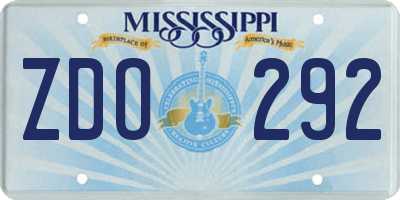 MS license plate ZDO292