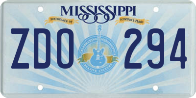 MS license plate ZDO294