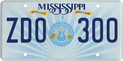 MS license plate ZDO300