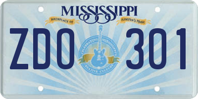 MS license plate ZDO301