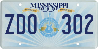 MS license plate ZDO302