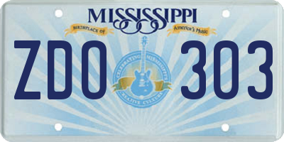 MS license plate ZDO303