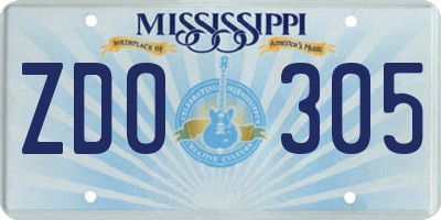 MS license plate ZDO305
