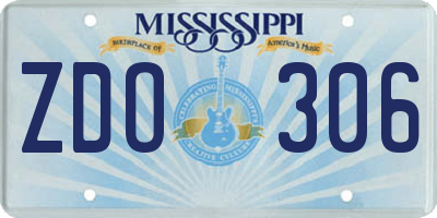 MS license plate ZDO306