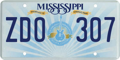 MS license plate ZDO307