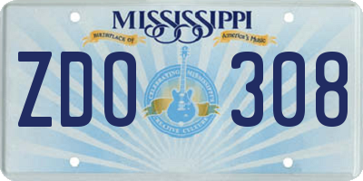 MS license plate ZDO308