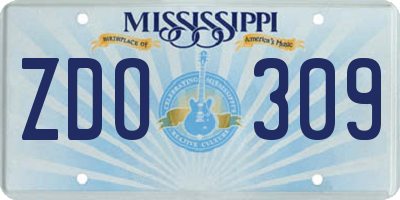 MS license plate ZDO309