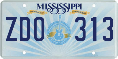 MS license plate ZDO313