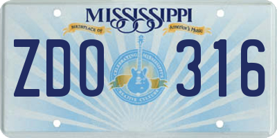 MS license plate ZDO316