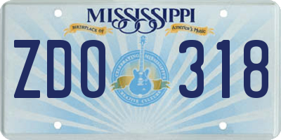 MS license plate ZDO318