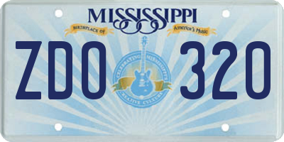 MS license plate ZDO320