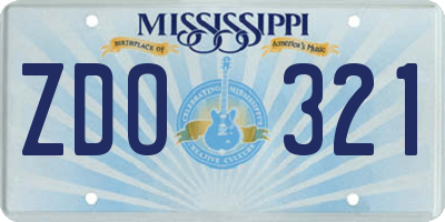 MS license plate ZDO321