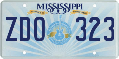 MS license plate ZDO323