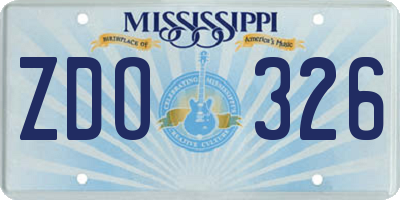 MS license plate ZDO326