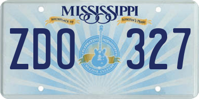 MS license plate ZDO327