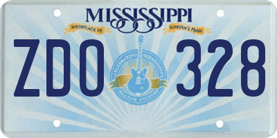 MS license plate ZDO328