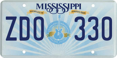 MS license plate ZDO330
