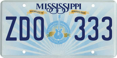 MS license plate ZDO333