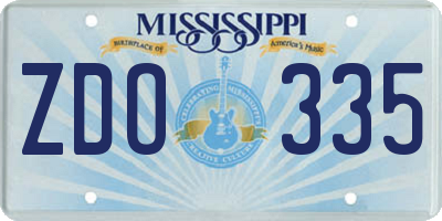 MS license plate ZDO335