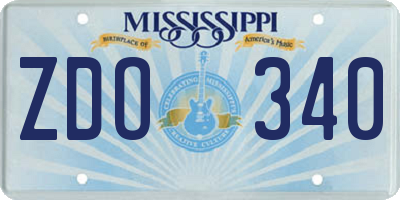 MS license plate ZDO340