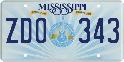 MS license plate ZDO343