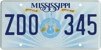 MS license plate ZDO345
