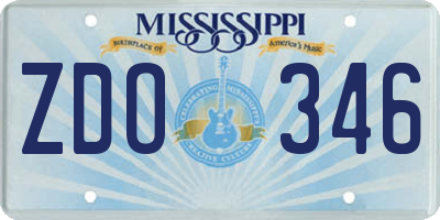 MS license plate ZDO346