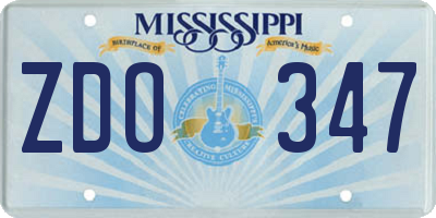 MS license plate ZDO347